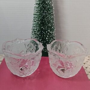 Vintage 3" Mikasa Germany "Holiday Lights" Votive Candle Holders Set Of 2